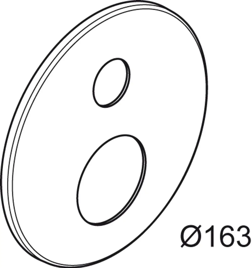 Rosette von Ideal Standard in Chrom-Optik, mit zwei runden Öffnungen. Das Design ist schlicht und funktional, geeignet für die Montage in Nassbereichen.